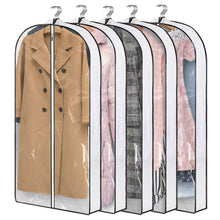 Load image into Gallery viewer, 40" Hanging Garment Bags for Closet Storage Suit Bag 4" Gusseted Clear Clothes Cover for Coat, Jacket, Sweater (5 Packs)
