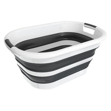 Load image into Gallery viewer, 40L Collapsible Plastic Laundry Basket, Foldable Pop Up Storage Container Space Saving Washing Tub Organizer (1, White/Grey)