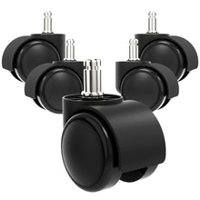Load image into Gallery viewer, Office Chair Caster, Set of 5 Office Chair Casters Wheels Replacement for Hardwood Floors and Carpet, 2 inch Wheels for Office Chair, Universal Size (Black)