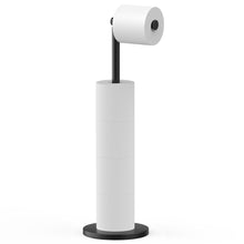 Load image into Gallery viewer, Free Standing Toilet Paper Holder Stand, Black Toilet Paper Holder Stainless Steel Rustproof Tissue Roll Holder Floor Stand Storage for Bathroom