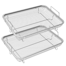 Load image into Gallery viewer, Air Fryer Basket For Oven, 2 Piece Set Stainless Steel Grill Basket, Non-stick Mesh Basket Set, Air Fryer Tray Wire Rack Roasting Basket