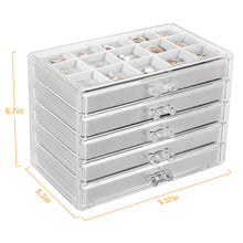 Load image into Gallery viewer, Kusmil Acrylic Jewelry Box with 5 Drawers, 75 Slots Cosmetic Storage Organizer box,Gray (Medium)