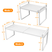 Load image into Gallery viewer, Expandable Cabinet Shelf Organizer Storage Rack Space Riser for Kitchen Bathroom Office Heavy Duty Nonslip, L14.1-23.6'' x W8.6'' x H10.2'', White, 1 Pack