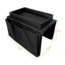 Load image into Gallery viewer, Sofa Armrest Organizer with Cup Holder Tray Recliner Couch Armchair Caddy Bedside Storage Pockets Bag for Cellphone Tablet Book Magazines