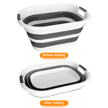 Load image into Gallery viewer, 40L Collapsible Plastic Laundry Basket, Foldable Pop Up Storage Container Space Saving Washing Tub Organizer (1, White/Grey)