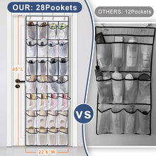 Load image into Gallery viewer, Over The Door Shoe Organizer, 28 Large Pockets Hanging Shoe Organizer for Closet Door Storage Mesh Shoe Holder Hanger, White
