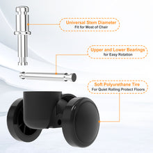 Load image into Gallery viewer, Office Chair Caster, Set of 5 Office Chair Casters Wheels Replacement for Hardwood Floors and Carpet, 2 inch Wheels for Office Chair, Universal Size (Black)