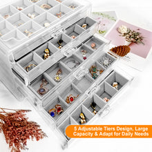 Load image into Gallery viewer, Kusmil Acrylic Jewelry Box with 5 Drawers, 75 Slots Cosmetic Storage Organizer box,Gray (Medium)