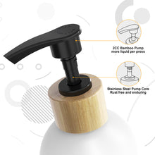 Load image into Gallery viewer, Glass Soap Dispenser Set Hand and Dish Soap Dispenser Set with Tray for Bathroom Kitchen Decor Black & White
