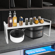 Load image into Gallery viewer, Expandable Cabinet Shelf Organizer Storage Rack Space Riser for Kitchen Bathroom Office Heavy Duty Nonslip, L14.1-23.6'' x W8.6'' x H10.2'', White, 1 Pack