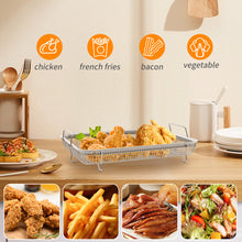 Load image into Gallery viewer, Air Fryer Basket For Oven, 2 Piece Set Stainless Steel Grill Basket, Non-stick Mesh Basket Set, Air Fryer Tray Wire Rack Roasting Basket