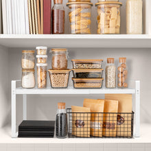 Load image into Gallery viewer, Expandable Cabinet Shelf Organizer Storage Rack Space Riser for Kitchen Bathroom Office Heavy Duty Nonslip, L14.1-23.6'' x W8.6'' x H10.2'', White, 1 Pack