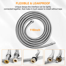 Load image into Gallery viewer, Shower Hose, Shower Hose Extra Long 118 Inches Chrome Handheld Shower Head Hose with Brass Insert and Nut - Lightweight and Flexible