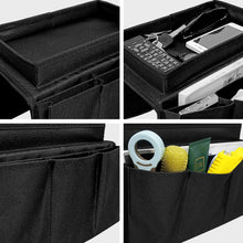 Load image into Gallery viewer, Sofa Armrest Organizer with Cup Holder Tray Recliner Couch Armchair Caddy Bedside Storage Pockets Bag for Cellphone Tablet Book Magazines