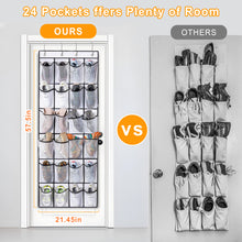 Load image into Gallery viewer, Kusmil Over the Door Shoe Organizer, 24 Large Pockets Hanging Shoe Organizer, White