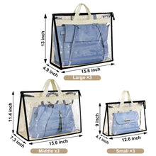 Load image into Gallery viewer, 9 Pack Dust Bags for Handbags, Clear Handbag Storage Organizer for Closet with Handle and Zipper