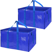 Load image into Gallery viewer, 2 Pack Extra Large Moving Bags with Zippers Carrying Handles Heavy-Duty St2 Pack Extra Large Movingorage Tote for Space Saving Moving Storage(Blue)