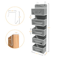 Load image into Gallery viewer, Over Door Hanging Organizer 5 Pockets Wall Closet Hanging Storage Bag for Pantry Baby Nursery Bathroom