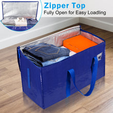 Load image into Gallery viewer, 4 Pack Extra Large Moving Bags with Zippers Carrying Handles Heavy-Duty Storage Tote for Space Saving Moving Storage(Blue)