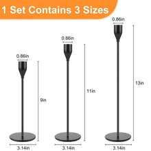 Load image into Gallery viewer, Candlestick Holders, Set of 3 Matte Black Candle Holders, Taper Candle Holders Decorative Candlestick Holder for Home Decor, Dinning, Party