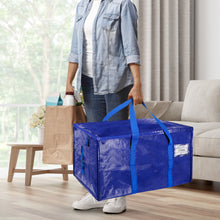 Load image into Gallery viewer, 4 Pack Extra Large Moving Bags with Zippers Carrying Handles Heavy-Duty Storage Tote for Space Saving Moving Storage(Blue)