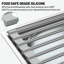 Load image into Gallery viewer, Roll Up Dish Drying Rack Stainless Steel Over the Sink Drainer Kitchen Dish Rack (17.7''x 13.7'')