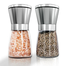 Load image into Gallery viewer, Salt and Pepper Grinder Set, Premium Stainless Steel Sea Salt and Black Peppercorn Mill Set with Adjustable Coarseness
