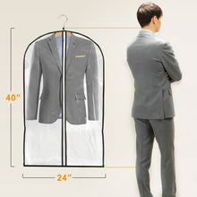 Load image into Gallery viewer, Kusmil 40" Hanging Garment Bags for Closet Storage Suit Bag 4" Gusseted Clear Clothes Cover for Coat, Jacket, Sweater (3 Packs)