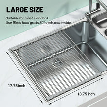 Load image into Gallery viewer, Roll Up Dish Drying Rack Stainless Steel Over the Sink Drainer Kitchen Dish Rack (17.7''x 13.7'')