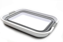 Load image into Gallery viewer, Kusmil 26L Collapsible Plastic Laundry Basket, Foldable Pop up Storage Container Space Saving Washing Tub Organizer (White/Grey)