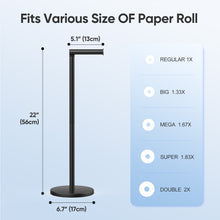 Load image into Gallery viewer, Free Standing Toilet Paper Holder Stand, Black Toilet Paper Holder Stainless Steel Rustproof Tissue Roll Holder Floor Stand Storage for Bathroom
