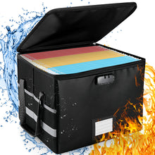 Load image into Gallery viewer, File Box with Lock, Fireproof File Document Organizer for Home Office Hanging Letter/Legal Folder (Black)
