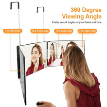Load image into Gallery viewer, 3 Way Mirror and 5X Magnifying Mirror, 360°Tri Fold Mirror for Makeup and Hair Styling

