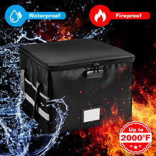 Load image into Gallery viewer, File Box with Lock, Fireproof File Document Organizer for Home Office Hanging Letter/Legal Folder (Black)
