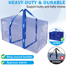 Load image into Gallery viewer, 4 Pack Extra Large Moving Bags with Zippers Carrying Handles Heavy-Duty Storage Tote for Space Saving Moving Storage（Blue)
