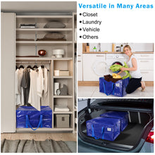 Load image into Gallery viewer, 4 Pack Extra Large Moving Bags with Zippers Carrying Handles Heavy-Duty Storage Tote for Space Saving Moving Storage（Blue)
