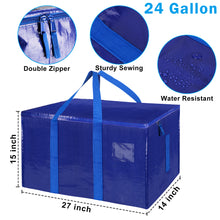 Load image into Gallery viewer, 4 Pack Extra Large Moving Bags with Zippers Carrying Handles Heavy-Duty Storage Tote for Space Saving Moving Storage（Blue)
