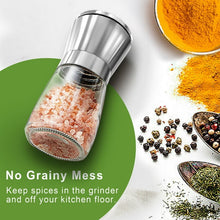 Load image into Gallery viewer, Salt and Pepper Grinder Set, Premium Stainless Steel Sea Salt and Black Peppercorn Mill Set with Adjustable Coarseness
