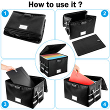 Load image into Gallery viewer, File Box with Lock, Fireproof File Document Organizer for Home Office Hanging Letter/Legal Folder (Black)
