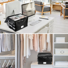 Load image into Gallery viewer, File Box with Lock, Fireproof File Document Organizer for Home Office Hanging Letter/Legal Folder (Black)
