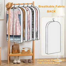 Load image into Gallery viewer, 40&quot; Hanging Garment Bags for Closet Storage Suit Bag 4&quot; Gusseted Clear Clothes Cover for Coat, Jacket, Sweater (5 Packs)
