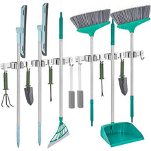 Load image into Gallery viewer, 2 Pack Broom Holder Wall Mount Garage Garden Metal Hooks Tool Organizer Heavy Duty Holds op to 30 lbs

