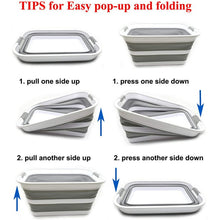 Load image into Gallery viewer, Kusmil 30L Collapsible Plastic Laundry Basket, Foldable Pop up Storage Container Space Saving Washing Tub Organizer (White/Grey)
