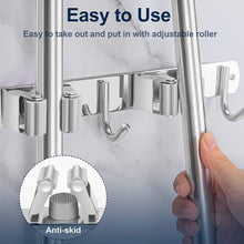 Load image into Gallery viewer, 2 Pack Broom Holder Wall Mount Garage Garden Metal Hooks Tool Organizer Heavy Duty Holds op to 30 lbs
